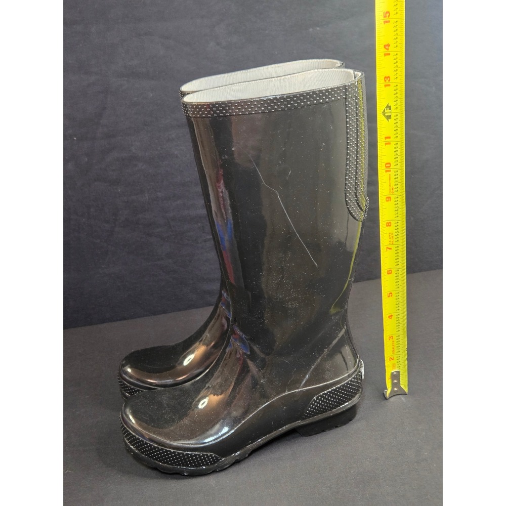 Crocs RainFloe Tall Rain Boots Black Glossy Waterproof Rubber Womens 7 202198
